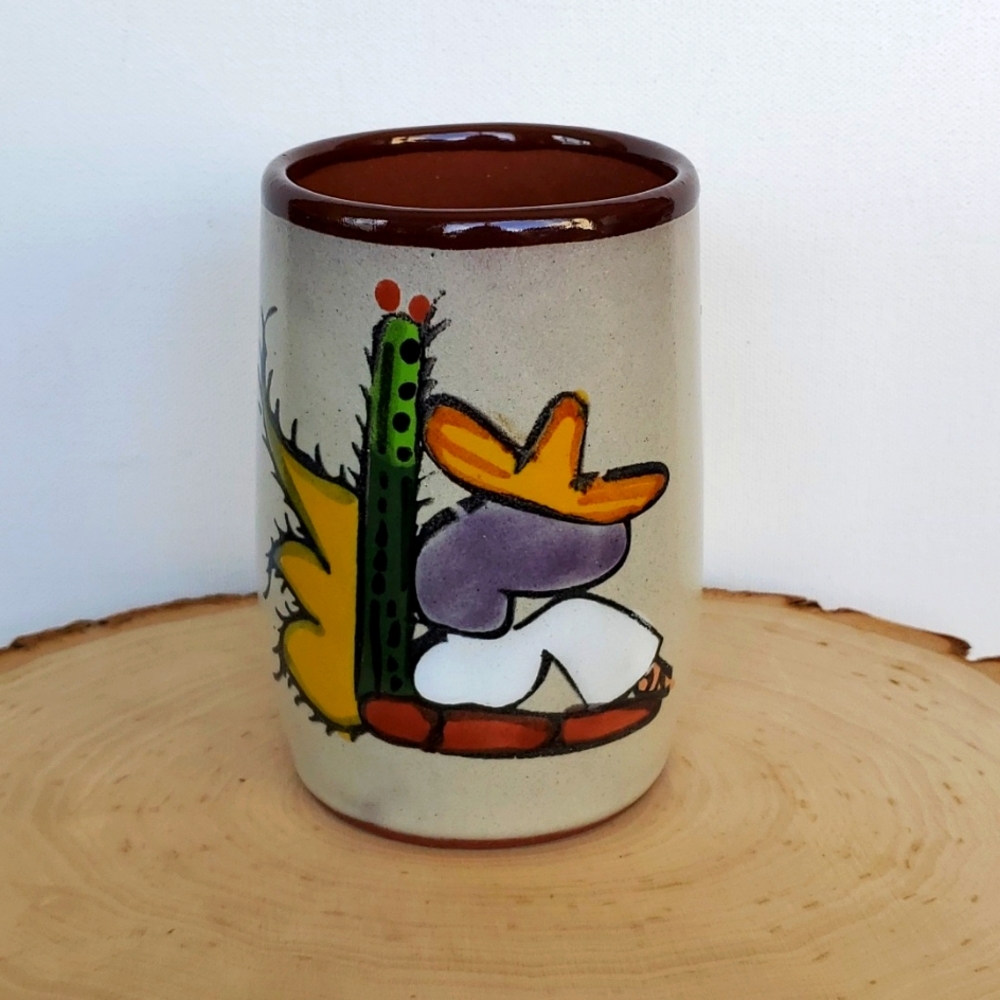 Vintage Handpainted Mexican Pottery Southwest Ceramic Mug